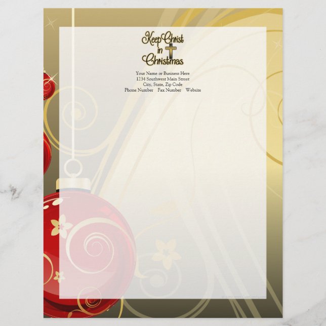 Keep Christ in Christmas, Gold/Red Christian Letterhead (Front)