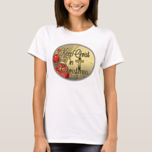 Keep Christ in Christmas, Gold/Red Christian T-Shirt
