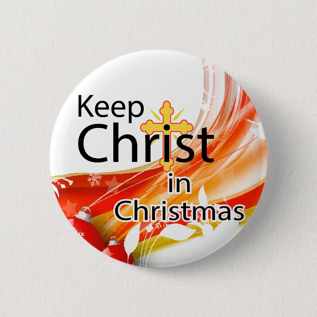 Keep Christ in Christmas, Swirl 2 Inch Round Button (Front)
