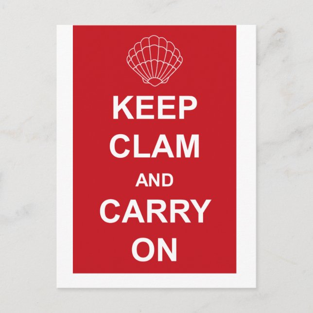 KEEP CLAM AND CARRY ON POSTCARD (Front)