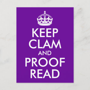 Keep Clam and Proof Read Postcard