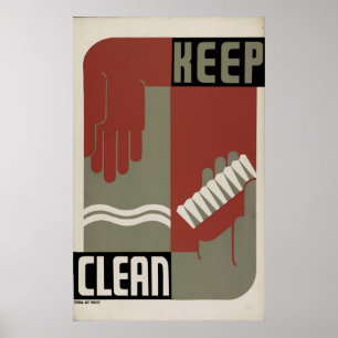 Keep Clean 1938 WPA Vintage Poster