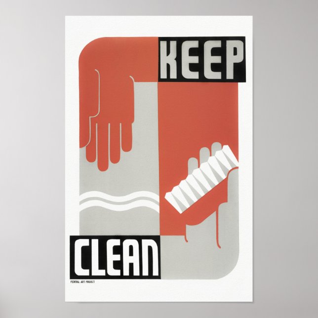 Keep Clean - Healthcare WPA Print - Circa 1937 (Front)