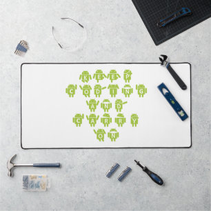 Keep Coding And Carry On (Bug Droid Font Shoutout) Desk Mat
