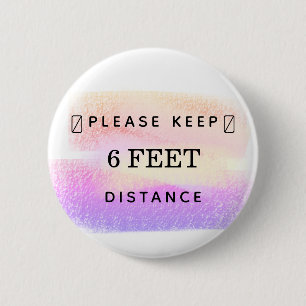 Keep distance covid-19 light pastels brush strokes 2 inch round button