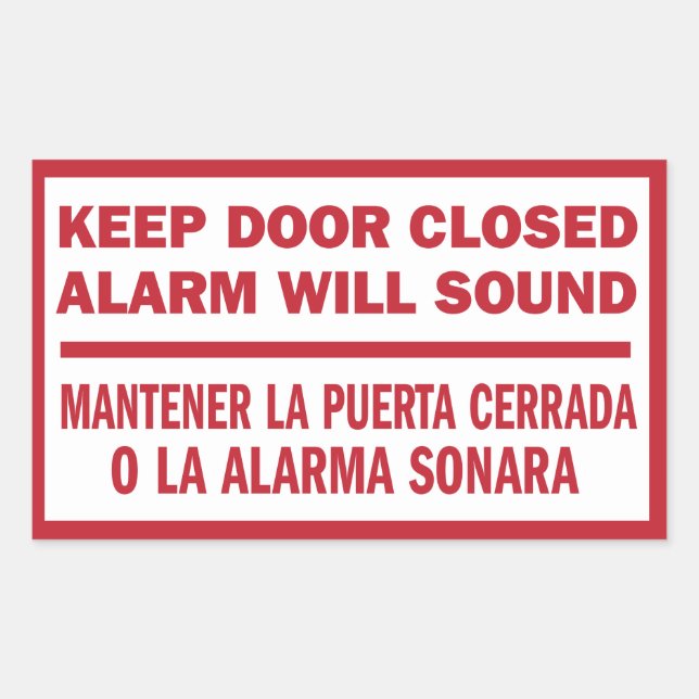 Keep Door Closed sign English Spanish Sticker (Front)