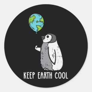 Keep Earth Cool Penguin Lloon Earth Day Animal Lov Classic Round Sticker