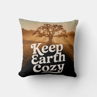 Keep Earth Cozy Tree Life Vintage Nature Spirit Throw Pillow