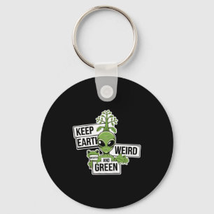 Keep Earth Weird And Green T Shirt Keychain