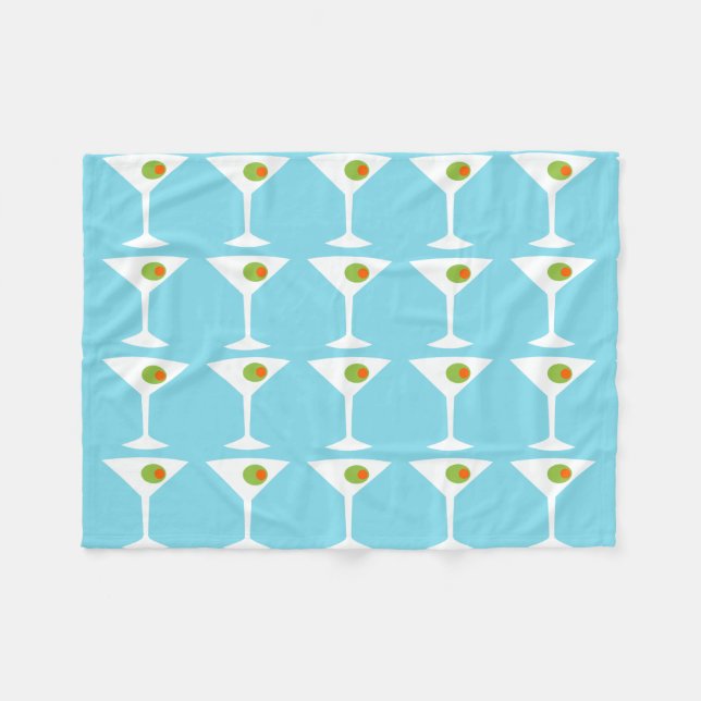 Keep 'Em Coming Martini Fleece Blanket (turquoise) (Front (Horizontal))