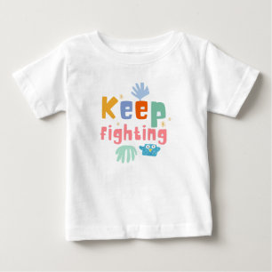 Keep Fighting Print Typography White Kids Baby T-Shirt