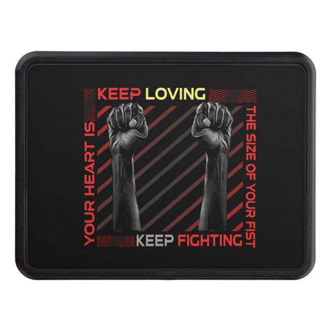 Keep Fighting red Trailer Hitch Cover (Front)