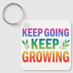 Keep Going, Keep Growing - Aluminum Square Keychai Keychain