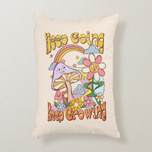 Keep Going, Keep Growing   Mushroom & Floral Accent Pillow