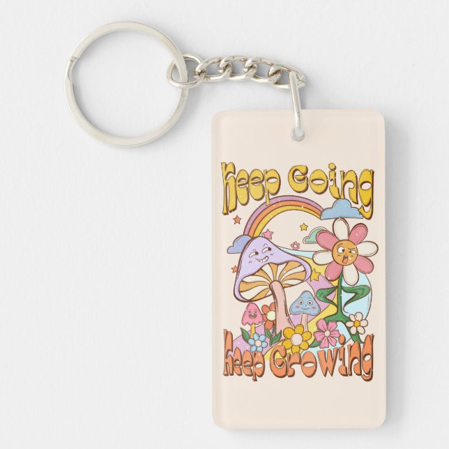 Keep Going, Keep Growing | Mushroom & Floral Keychain (Front)