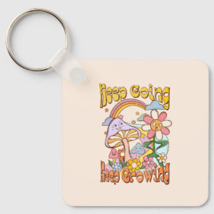 Keep Going, Keep Growing - Mushroom & Flower Keychain