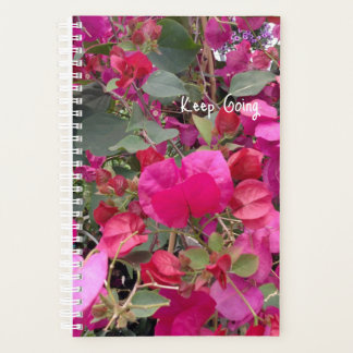 Keep Going Motivational Pink Paper Flowers Planner