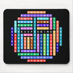 Keep Going Motivational Word Search Quest Circle Mouse Pad