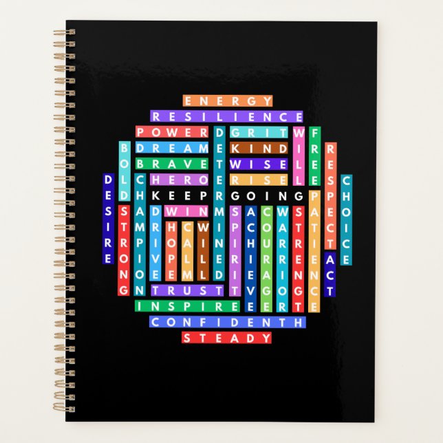 Keep Going Motivational Word Search Quest Circle Planner (Front)