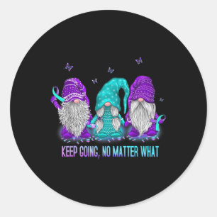 Keep Going No What Gnome Suicide Prevention Awaren Classic Round Sticker