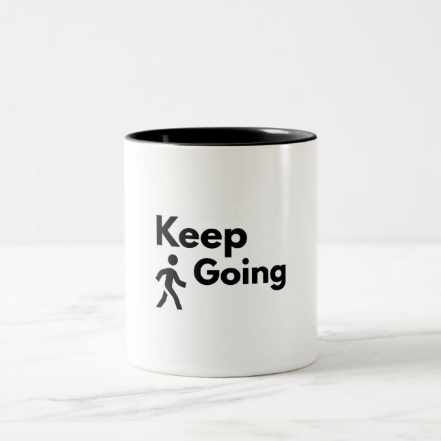 Keep Going Powerlifting Gym Motivation Two-Tone Coffee Mug (Center)