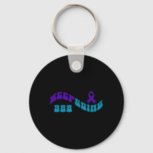 Keep Going Purple Teal Suicide Awareness Ribbon Keychain