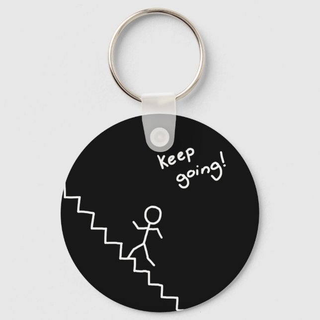 "keep going" stick man on the stairs keychain (Front)
