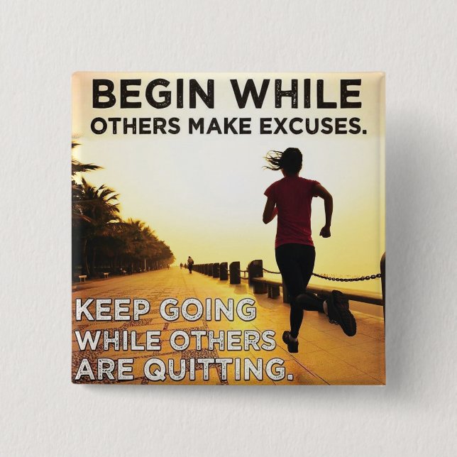 Keep Going - Women's Running Workout Motivational 2 Inch Square Button (Front)