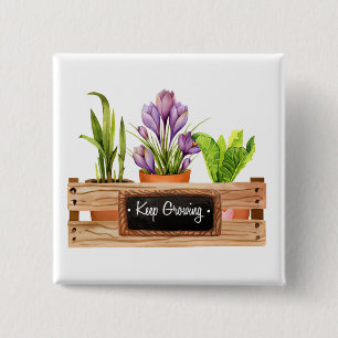 Keep growing chalkboard sign plant flower box 2 inch square button