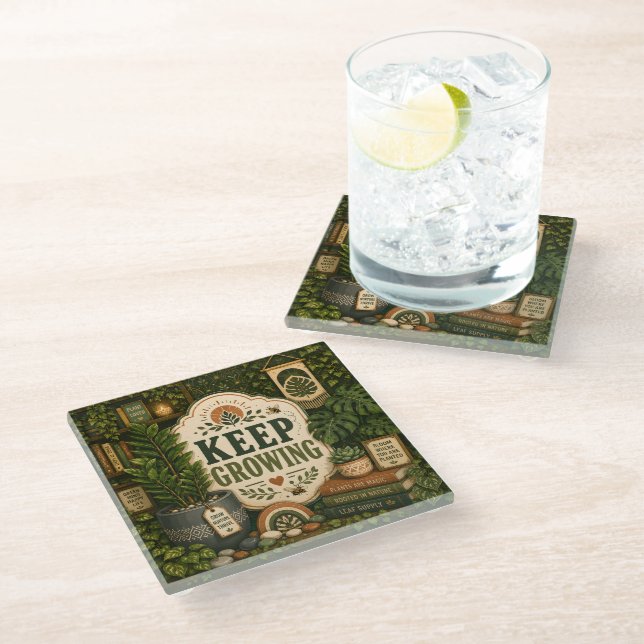 Keep Growing Glass Coaster (Angled)