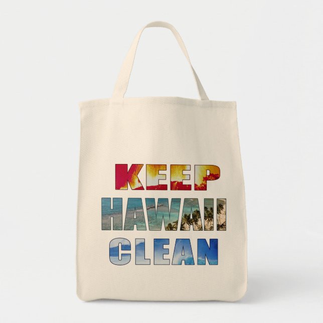 "Keep Hawaii Clean" Hawaiian Tote Canvas Bags (Front)