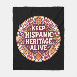 Keep Hispanic Heritage Alive–Retro Aztec Badge  Fleece Blanket