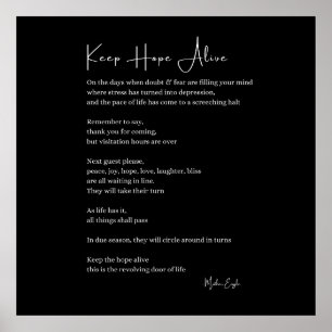 Keep hope alive inspirational poem poetry wall poster
