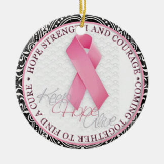 keep hope alive pink ribbon breast cancer ceramic ornament