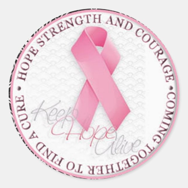 keep hope alive pink ribbon breast cancer classic round sticker (Front)