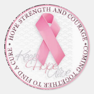 keep hope alive pink ribbon breast cancer classic round sticker