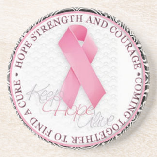 keep hope alive pink ribbon breast cancer coaster