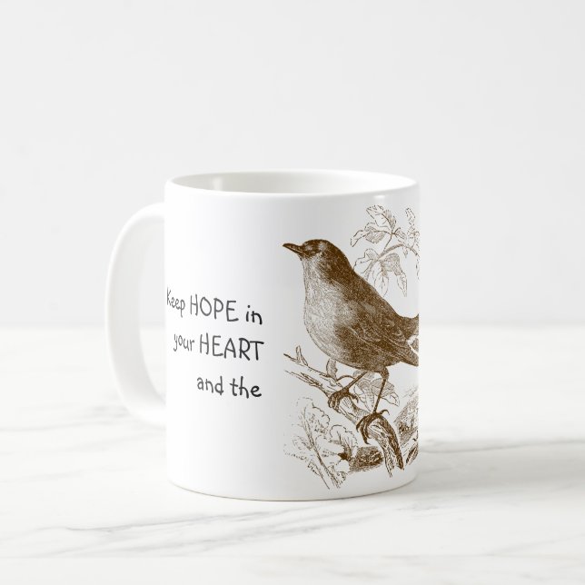 Keep Hope in Your Heart Singing Bird Coffee Mug (Front Left)