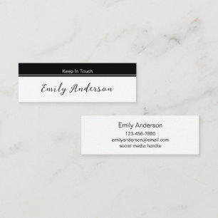 Keep In Touch Black and White Graduation Name Card