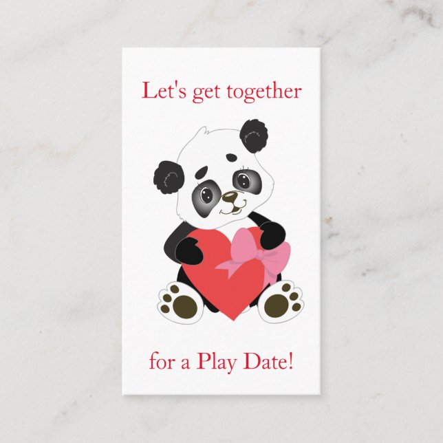 Keep in Touch Panda Playdate Calling Card (Front)