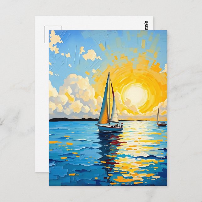 Keep in Touch | Sailboat at Sunset Postcard (Front/Back)