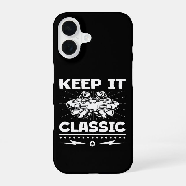 Keep It Classic Retro Gaming Controller Video Game iPhone 16 Case (Back)