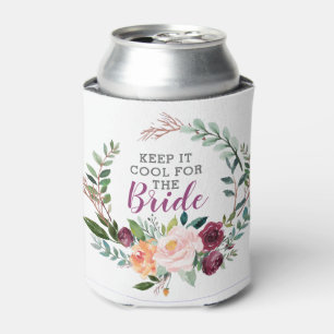 Keep it cool for the Bride- Floral wreath frame Can Cooler