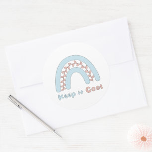 Keep it cool motivational pink blue boho rainbow classic round sticker