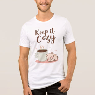 "Keep it Cozy" with Cute Bear and Hot Cocoa Tri-Blend Shirt