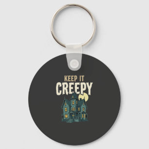 Keep It Creepy Haunted House Halloween Design_1 Keychain