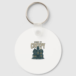 Keep It Creepy Vintage Haunted House Halloween Des Keychain