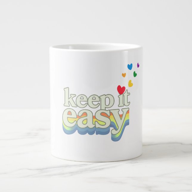 Keep It Easy Retro Pride Typography Design Large Coffee Mug (Front)