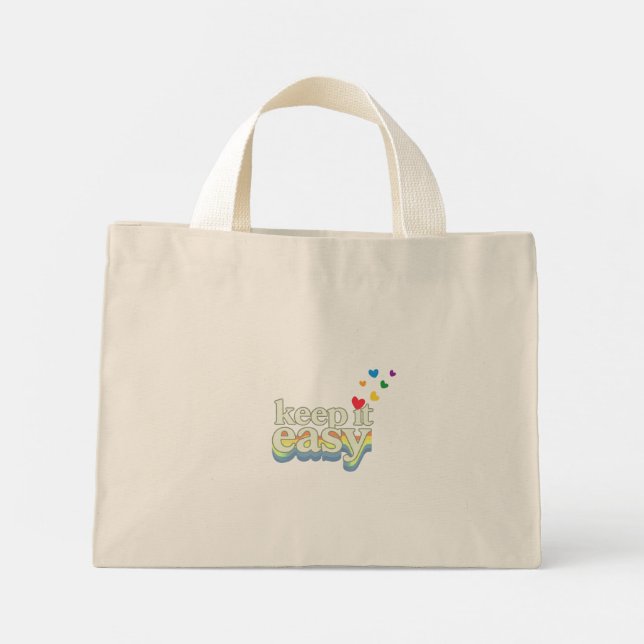 Keep It Easy Retro Pride Typography Design Mini Tote Bag (Back)
