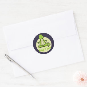 Keep it fun Kawaii green crocodile practicing yoga Classic Round Sticker